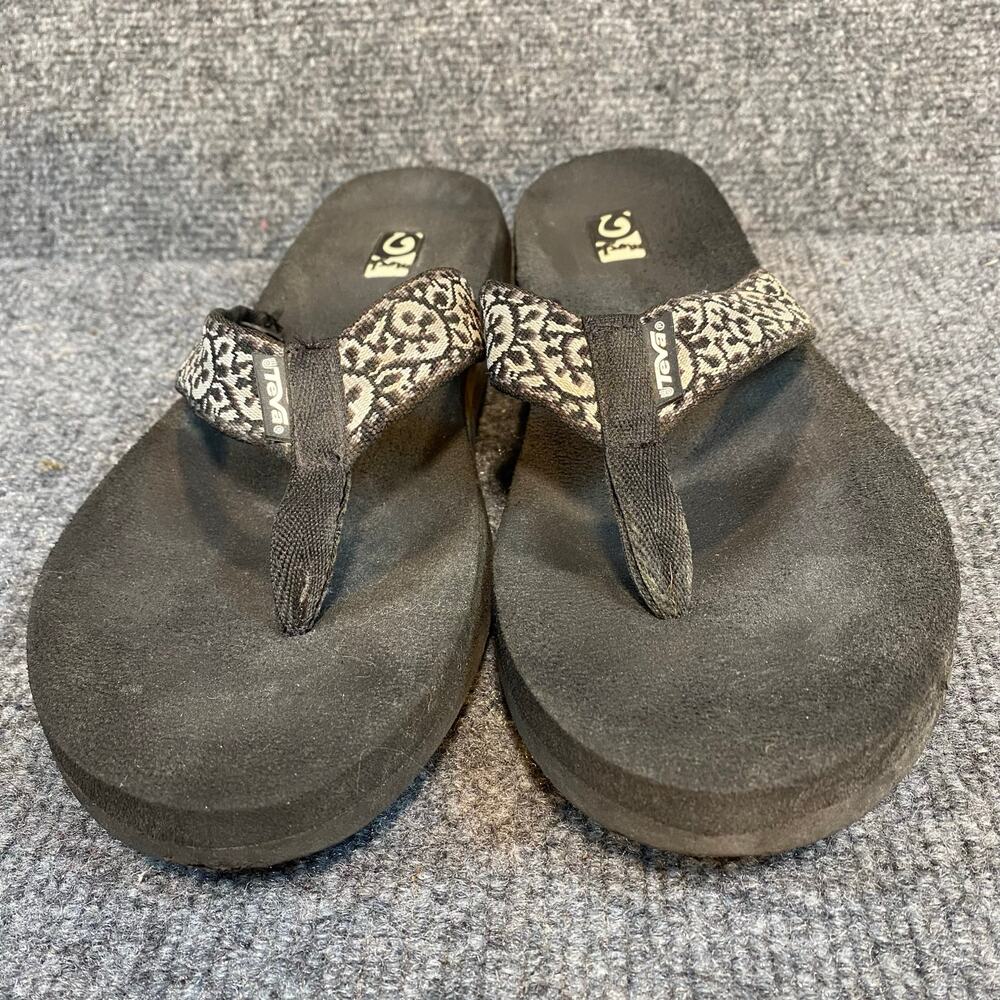 Teva Womens Size 9 Black White Mush II Flip Flop Companera Sandals - Picture 4 of 8